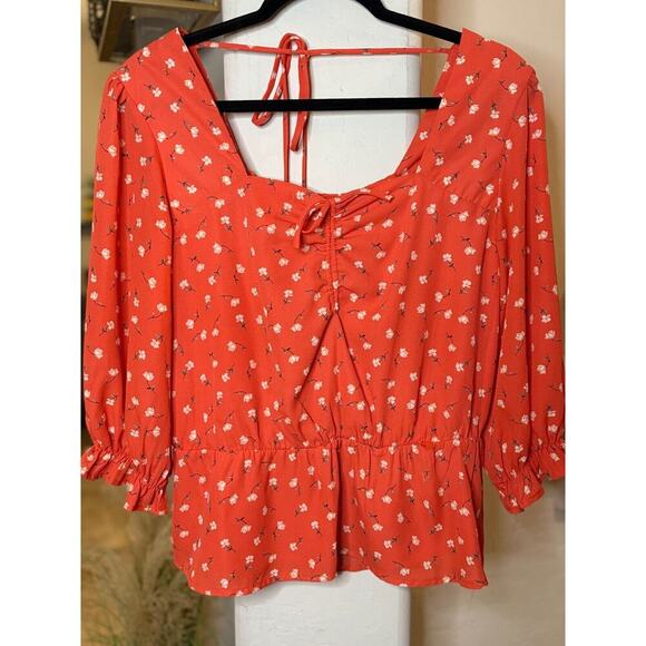 Miami Pink Floral Peplum Blouse Medium 6-10 - Picture 1 of 4